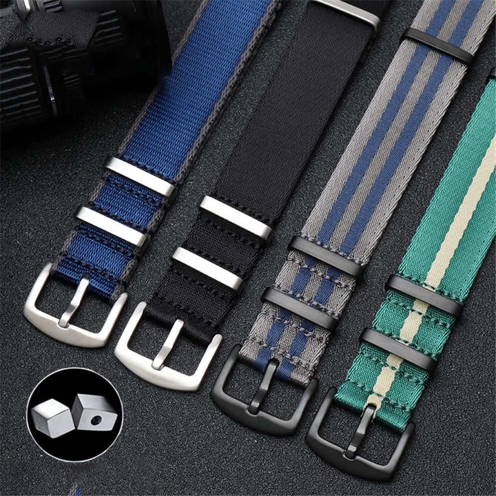 Dây Đeo Đồng Hồ Thể Thao Bằng Vải Bố Nilon 20mm 22mm Không Thấm Nước Cho Nam