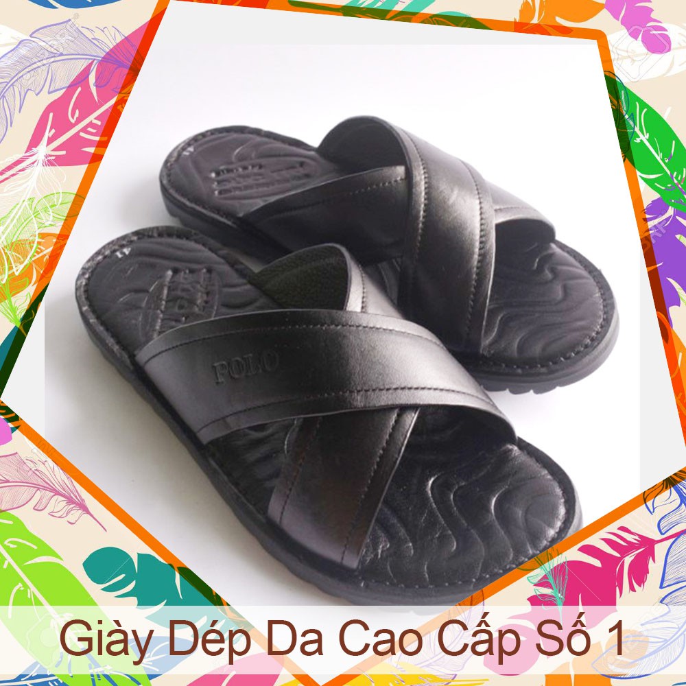 [Dép Da Bò Xịn - BH dài hạn] Dép quai ngang nam da bò cao cấp quai chữ X M1 ki