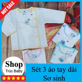 Set 3 áo bác sĩ sơ sinh ⚡SIÊU XINH XẮN⚡ áo tay dài An An thêu cho bé thiết kế mới nhất năm nay
