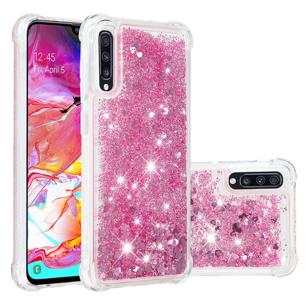 Transparent Clear Back Cover For Samsung Galaxy A3 A5 2016 A7 2017 A6 A8 Plus 2018 Case Glitter Liquid Dynamic Quicksand Bling Cases