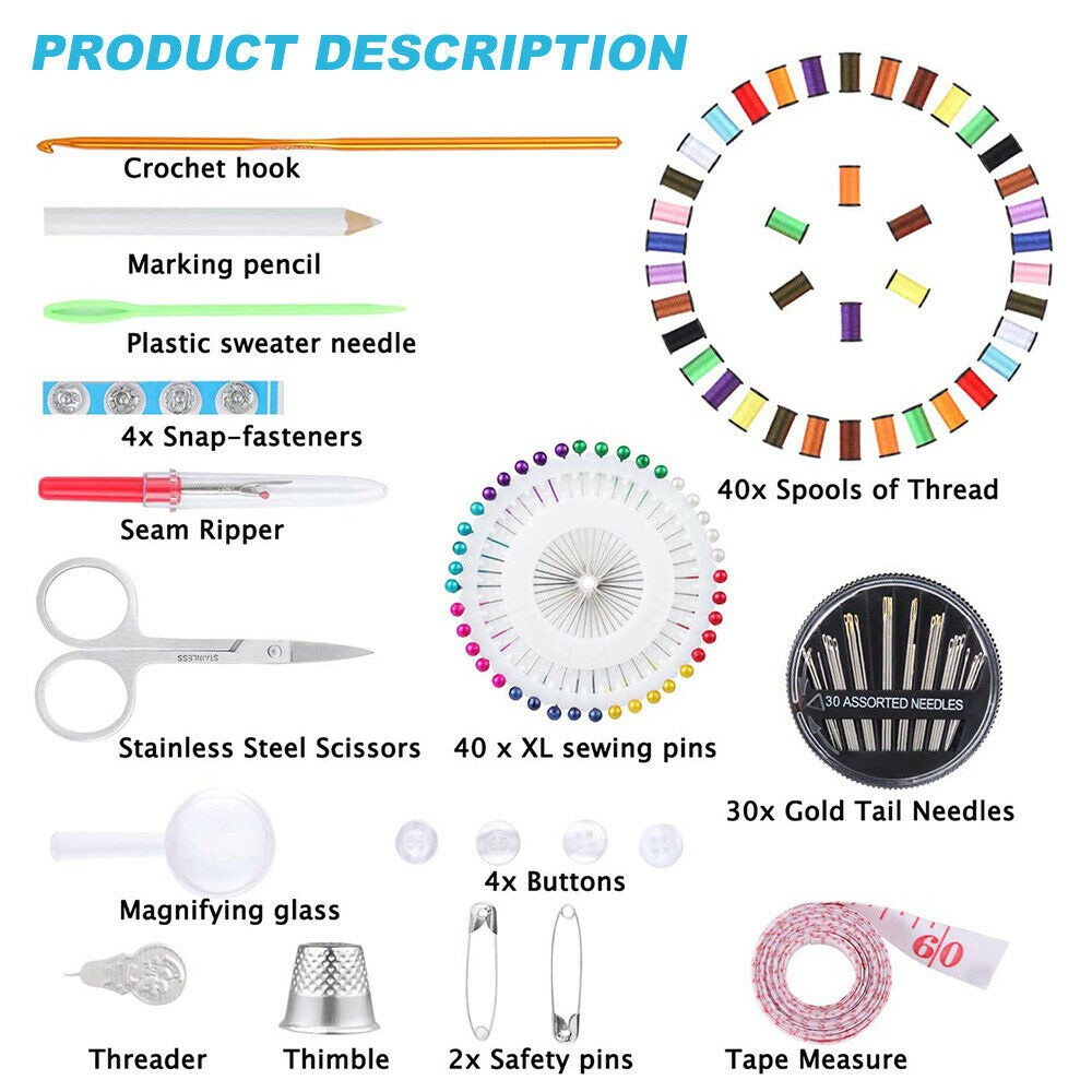 Bộ 128 Dụng Cụ May Vá Thủ Công Kèm Hộp Đựng Tiện Dụng
