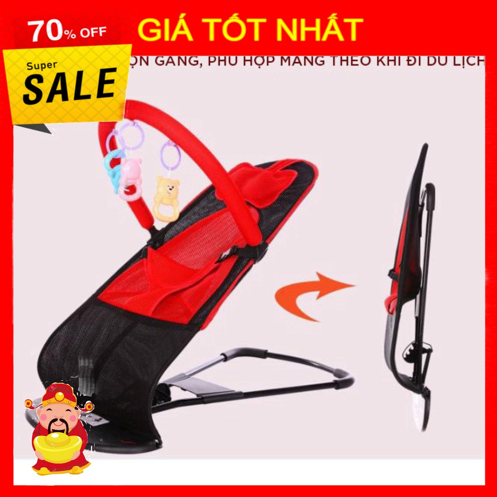 Ghế nhún tạo rung lưới thoáng khí gối đầu - ghế rung nhún đa năng cho bé nằm chơi ngủ uống sữa1079