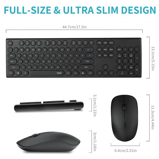 Bàn phím Chuột không dây Rapoo X260s Đen/ Trắng / Hồng Fullsize 104 phím