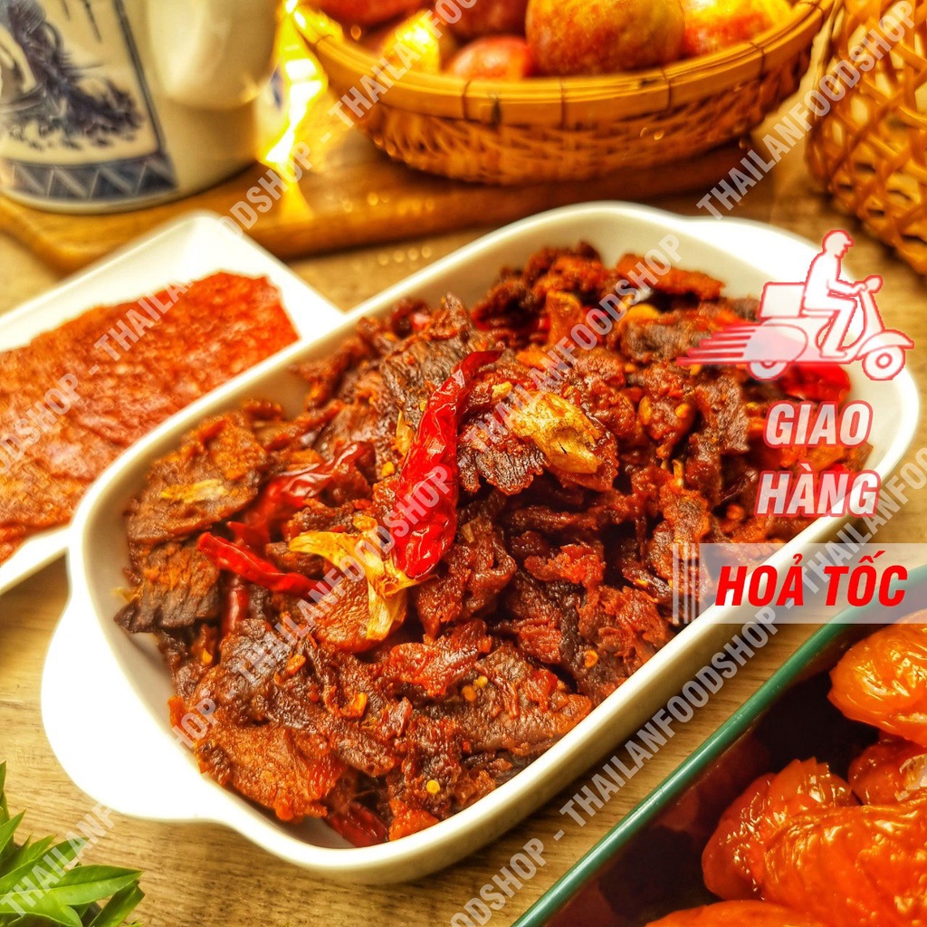 Khô Bò Hồng Ngự Cháy Tỏi Lon 300Gram