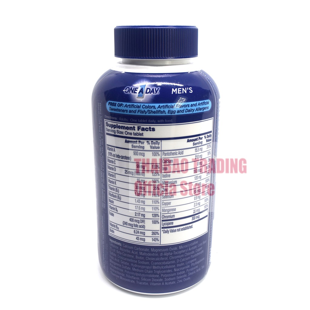 [MẪU MỚI] VIÊN UỐNG VITAMIN TỔNG HỢP ONE A DAY FOR MEN'S 300 viên BAYER | Thế Giới Skin Care