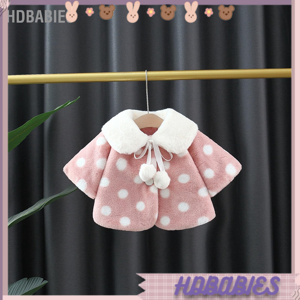 HDbabies Khăn Choàng Cho Bé Họa Tiết Chấm Bi Thiết Kế Nơ Cotton Phong Cách Dễ Thương Mềm Mại Thoải Mái Mùa Đông Áo Khoác Lông Ngoài Trời