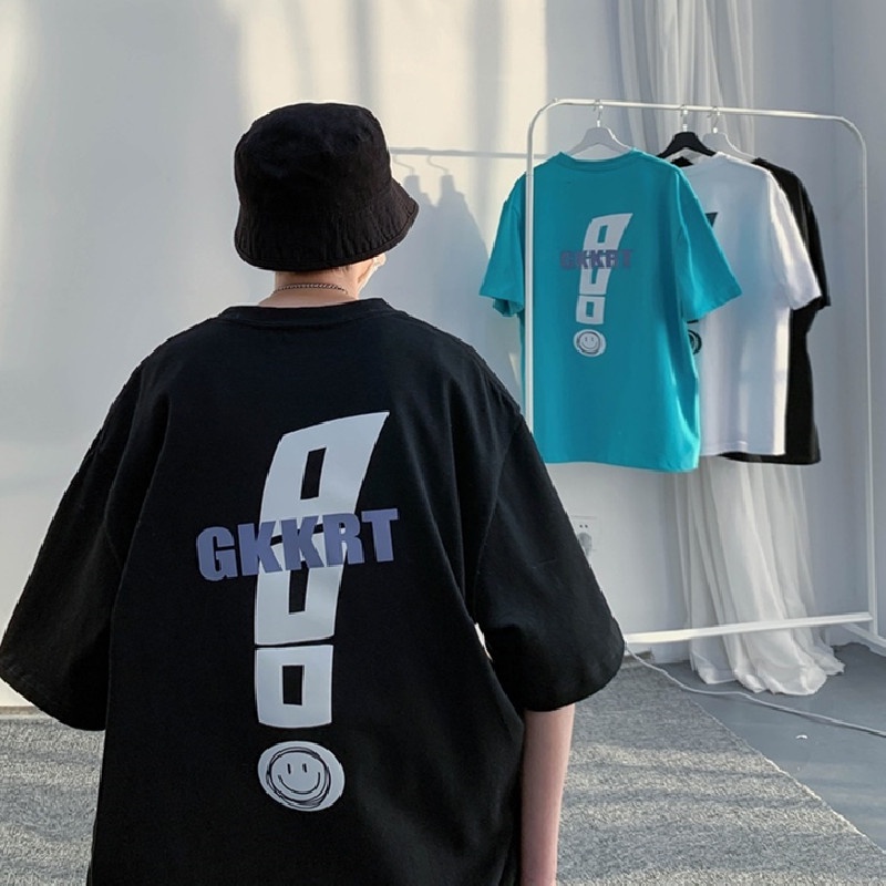 Áo Thun Nam Tay Ngắn Dáng Rộng Phong Cách Hip Hop Hàn Quốc Size M-5XL