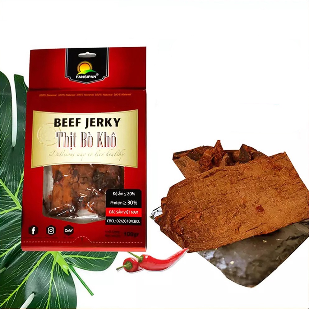 Khô bò - Bò khô Fansipan dạng miếng cao cấp loại 100g