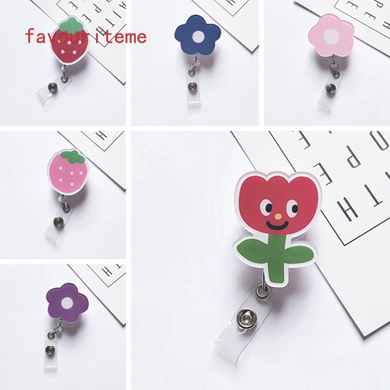 Dây Đeo Thẻ ID/Thẻ Tên Họa Tiết Hoa Mini Có Thể Thu Gọn Tiện Dụng Cho Học Sinh/Y Tá