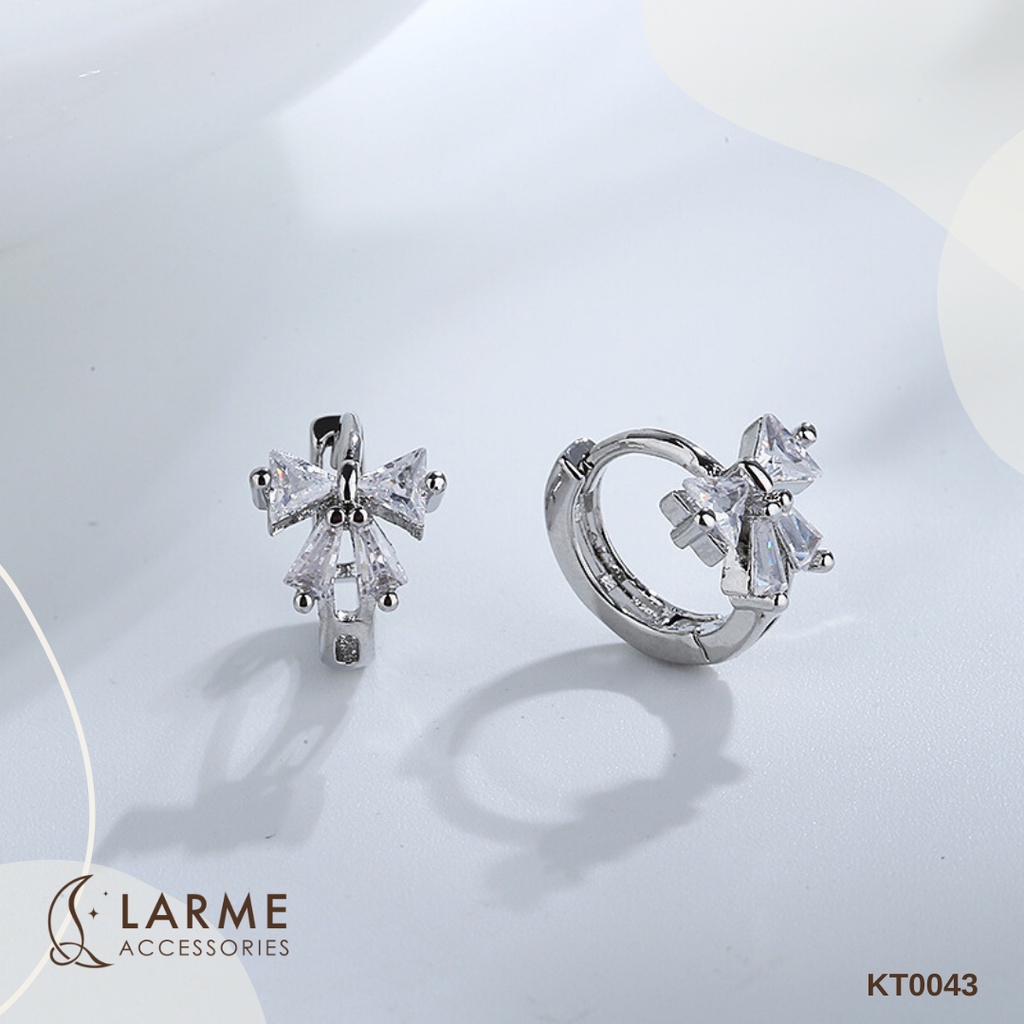 Khuyên tai tròn hình nơ, bông tai nữ nơ tròn Larme Accessories - KT0124