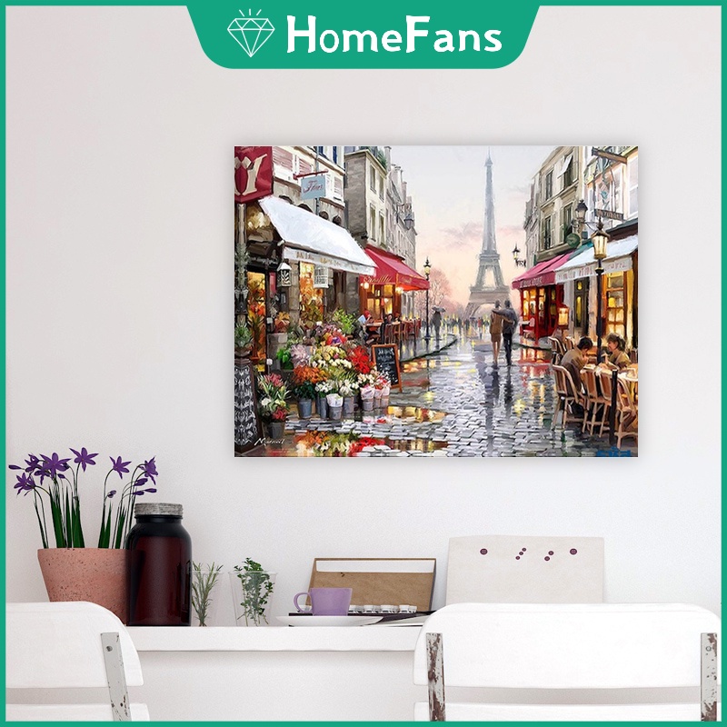 Bộ tranh sơn dầu trang trí tự làm hình tháp Ferris