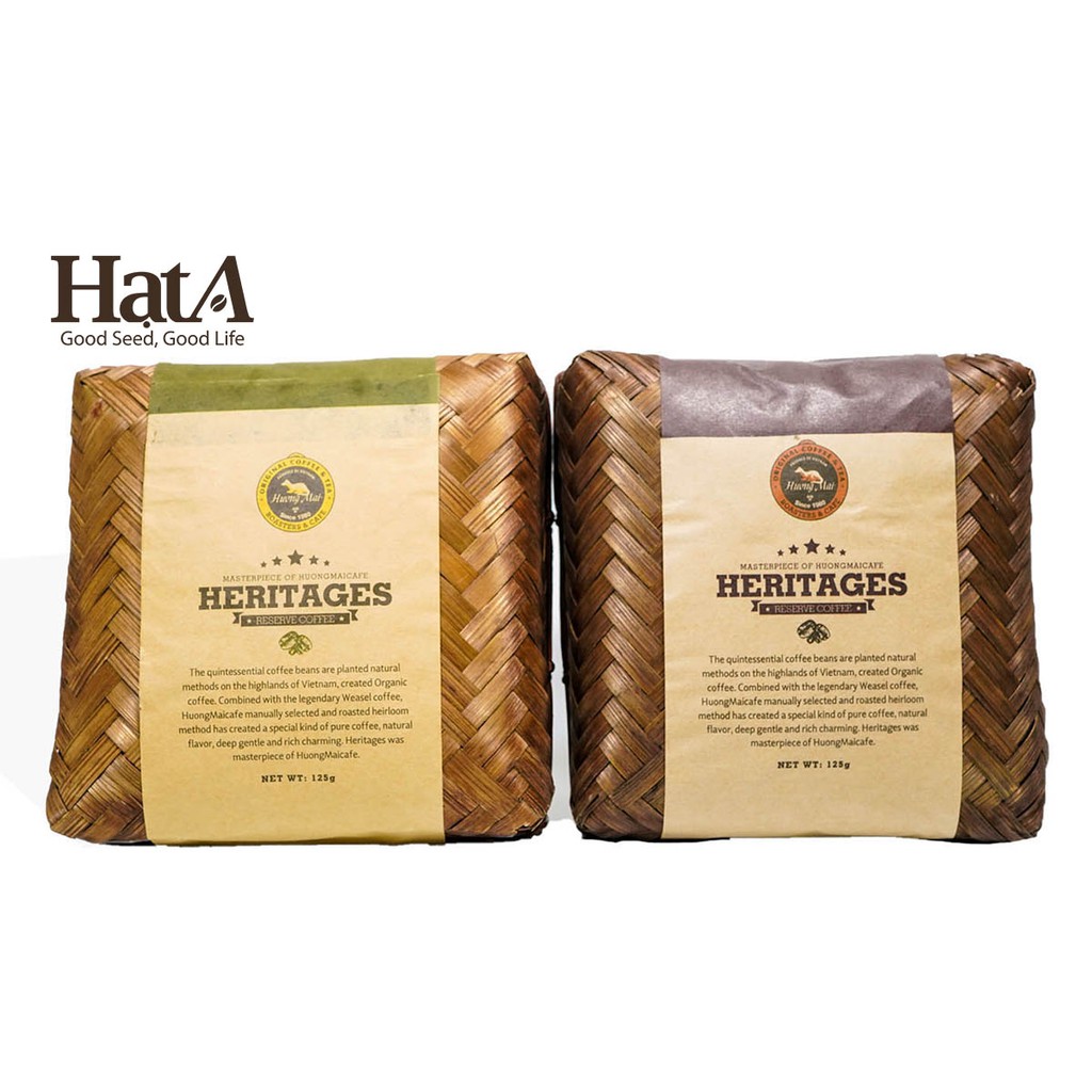 Cà phê Hương Mai Cafe Heritages Bamboo Box 125gr - đựng trong khay tre