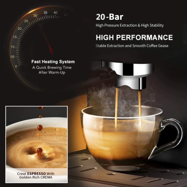 Máy pha cà phê Espresso CM6863, 850W. Thương hiệu cao cấp đăng ký tại USA (Mỹ) BioloMix - CHÍNH HÃNG BẢO HÀNH 1 NĂM