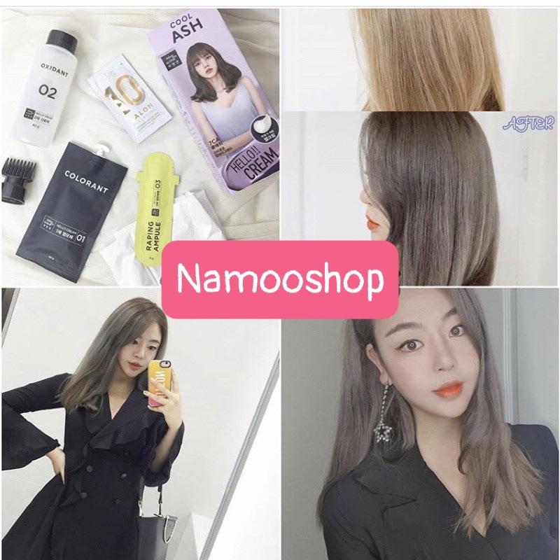Thuốc nhuộm tóc màu NÂU XÁM KHÓI không cần tẩy Mise En Scence Hello Cream 125g