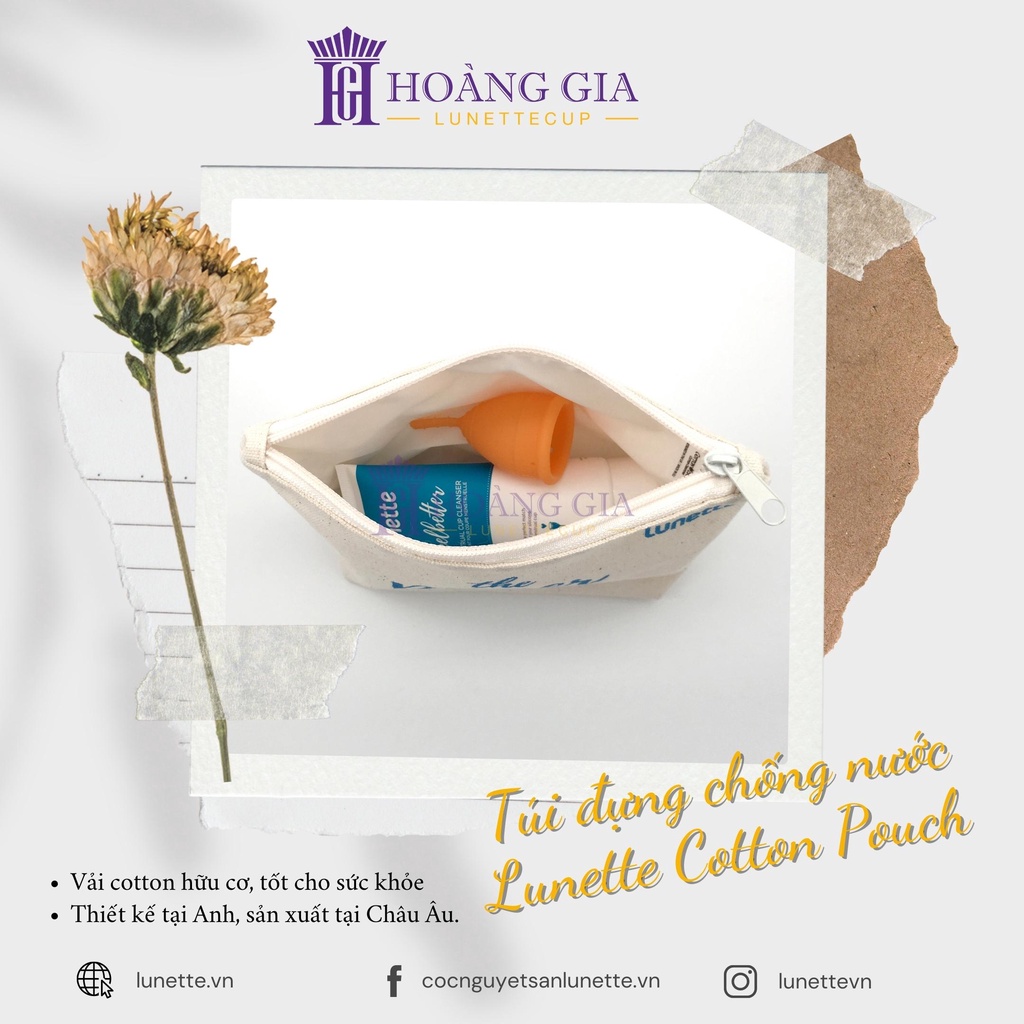 Túi đựng bảo quản Cốc nguyệt san Lunette Cotton Pouch - Vải cotton hữu cơ, chống nước - Hàng chính hãng NK Phần Lan