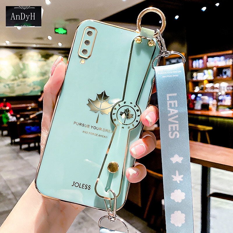 Ốp Điện Thoại Hình Lá Phong Có Dây Đeo Cho Samsung Galaxy A7 2018 A750