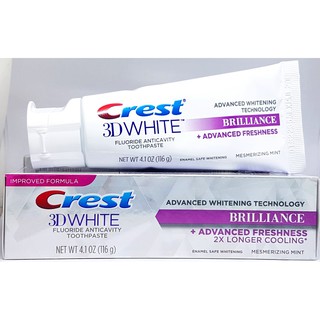 Kem đánh răng 3D Crest White Brillance 2X Longer Cooling tuýp 116g của Mỹ