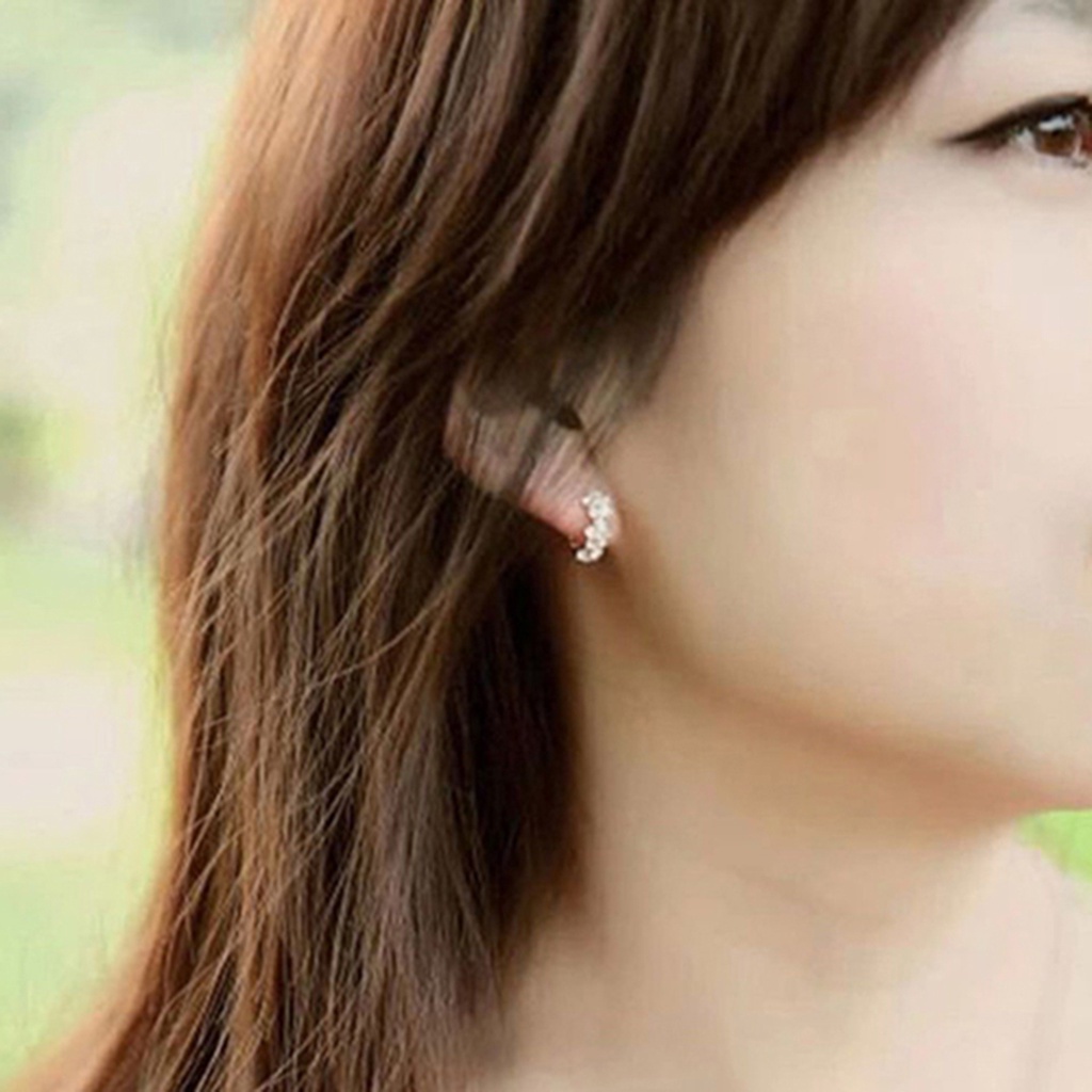 Đôi khuyên tai tròn đính đá giả hình bông hoa thời trang thanh lịch cho nữ