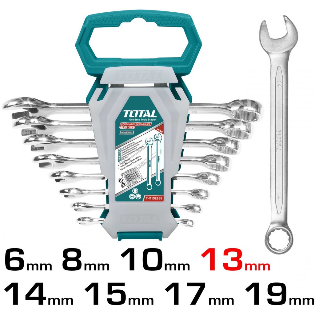 Bộ cờ lê vòng miệng 8 chi tiết Total THT102286