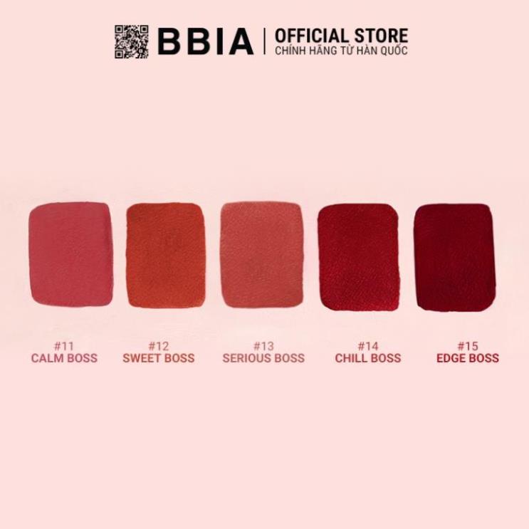 Son Kem Lì Bbia Last Velvet Lip Tint Version 3 - 15 Edge Boss (Màu Đỏ Mận) 5g - Bbia Official Store *