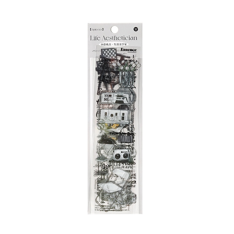 Bộ 6 Tấm Hình Dán MOHAMM PET Màu Trắng Đen