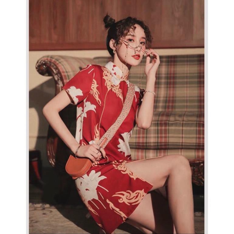 Đầm Body Cổ Tàu, Sườn Xám Trung Hoa Cách Tân Chất Lụa Hàng Quảng Châu Form Dáng Siêu Đẹp. | BigBuy360 - bigbuy360.vn