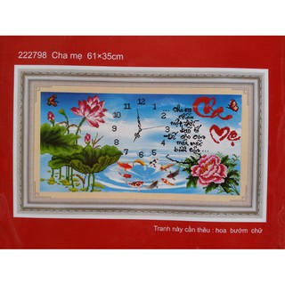 Tranh thêu chữ thập đồng hồ cha mẹ 222798
