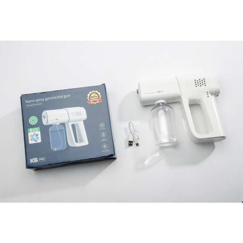 Máy Xịt Sương Cầm Tay, Phun Sương K5 Pro Cao Cấp Bằng Tia Uv - 8 Đầu Phun Nano - BH 12 tháng