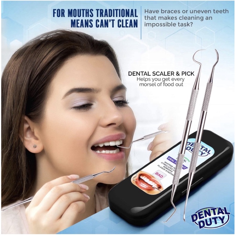 Bộ dụng cụ vệ sinh răng miệng, cạo vôi răng tại nhà Dental Duty Hygiene Kit 4 món USA