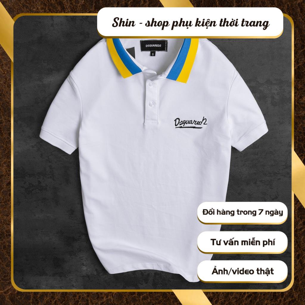 Áo thun POLO nam cổ bẻ phối màu BASIC vải cá sấu Cotton trẻ trung 2 màu dsq2  - Shin Shop phụ kiện thời trang namm | BigBuy360 - bigbuy360.vn