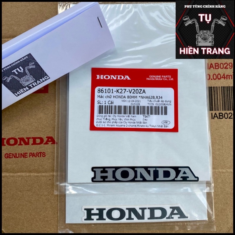 [Mã LIFEAU02 hoàn 10% tối đa 12K xu đơn 50K] TEM CHỮ HONDA MÀU BẠC NỀN ĐEN-TRẮNG 80mm ZIN CHÍNH HÃNG HONDA