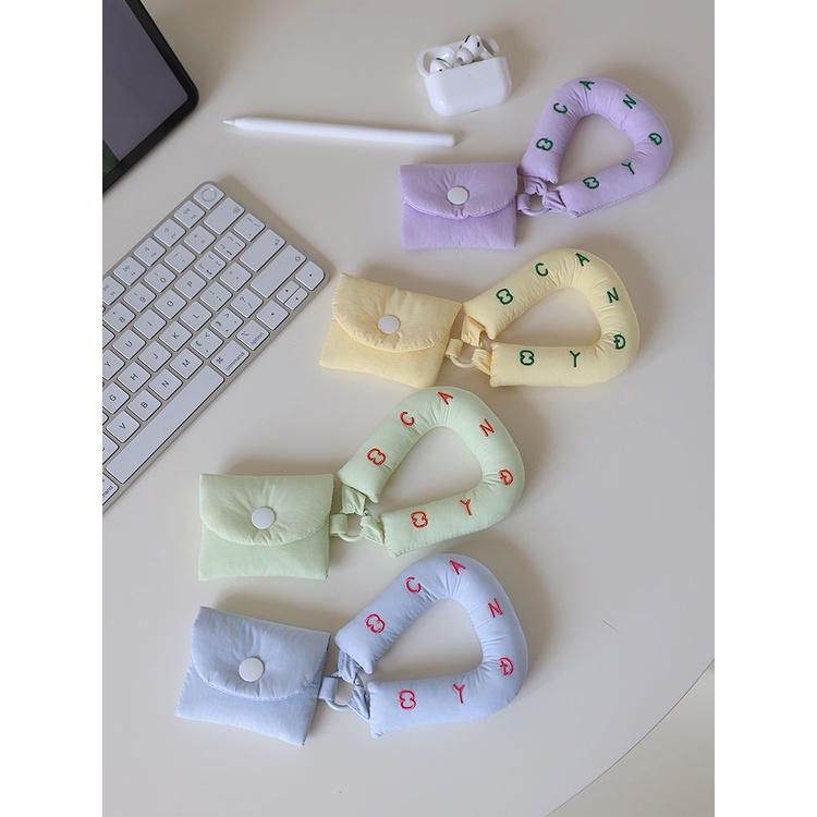 Vỏ Bảo Vệ Hộp Sạc Tai Nghe Apple AirPods Bằng Cotton Màu Sắc Dễ Thương Phù Hợp Với Nữ