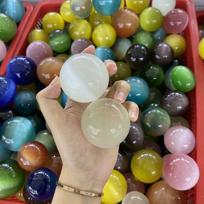 Cặp bi lăn tay đá mắt mèo 5cm