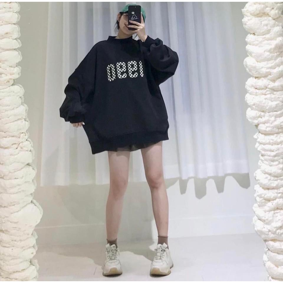 Áo Sweater 1990 Áo Sweater Chất Nỉ Ngoại Tay Bồng Dày Dặn Form Rộng Freesize Unisex Ảnh Thật