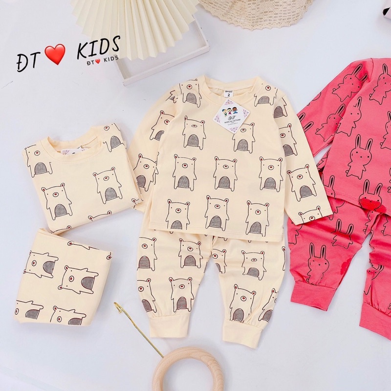 NT044 BỘ DÀI TAY THỎ VÀ HEO CHẤT COTTON CHO BÉ TRAI, BÉ GÁI