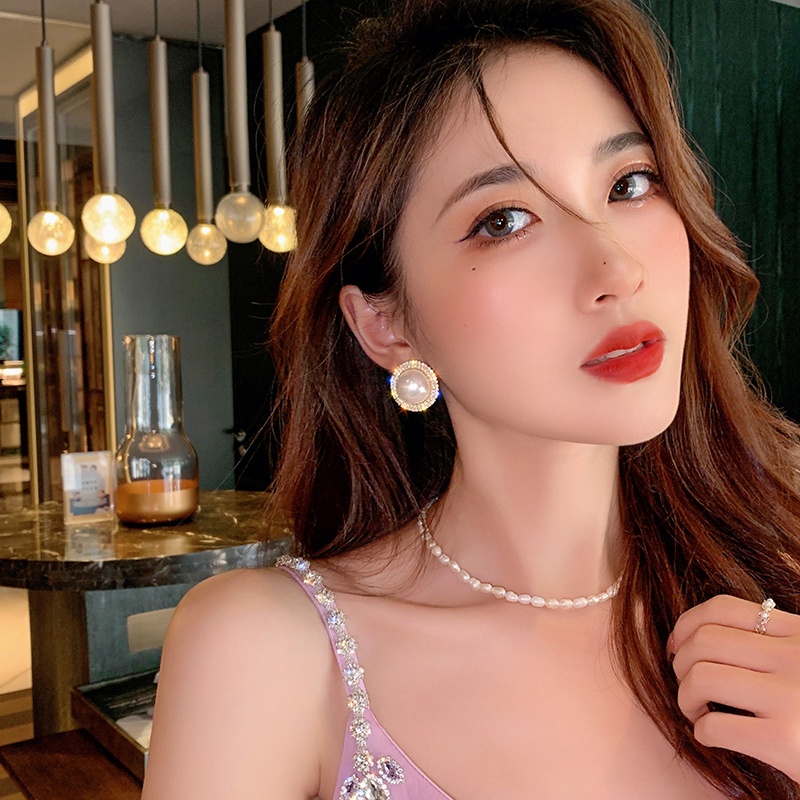 Bông Tai S925 Đính Kim Cương Giả Lấp Lánh Phong Cách Hàn Quốc Cho Nữ