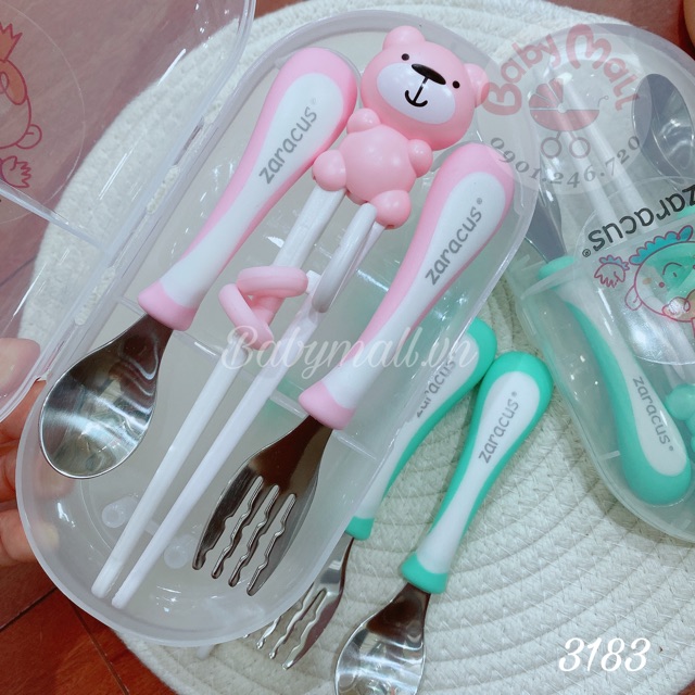 Set 3 Đũa tập ăn / Thìa/ Nĩa Zaracus 3183