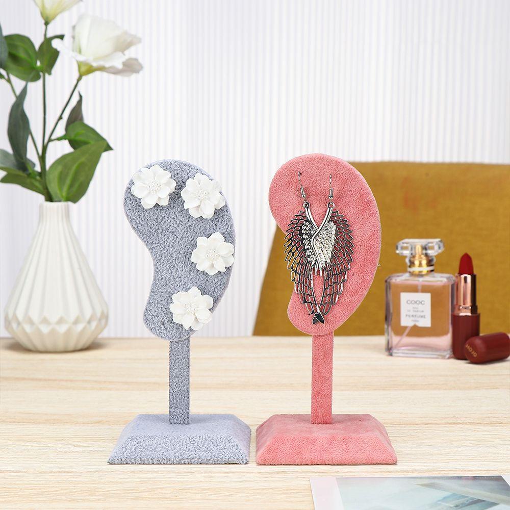 Dụng Cụ Trưng Bày Bông Tai Bằng Sợi Microfiber Phối Nhung Dễ Thương Đa Năng Tiện Dụng Cho Nữ