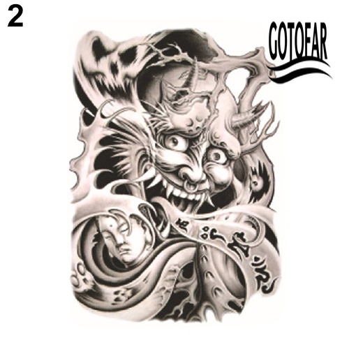 Hình Xăm Dán Tạm Thời Hình Đầu Lâu Cỡ Lớn Chống Nước Có Thể Tháo Gỡ