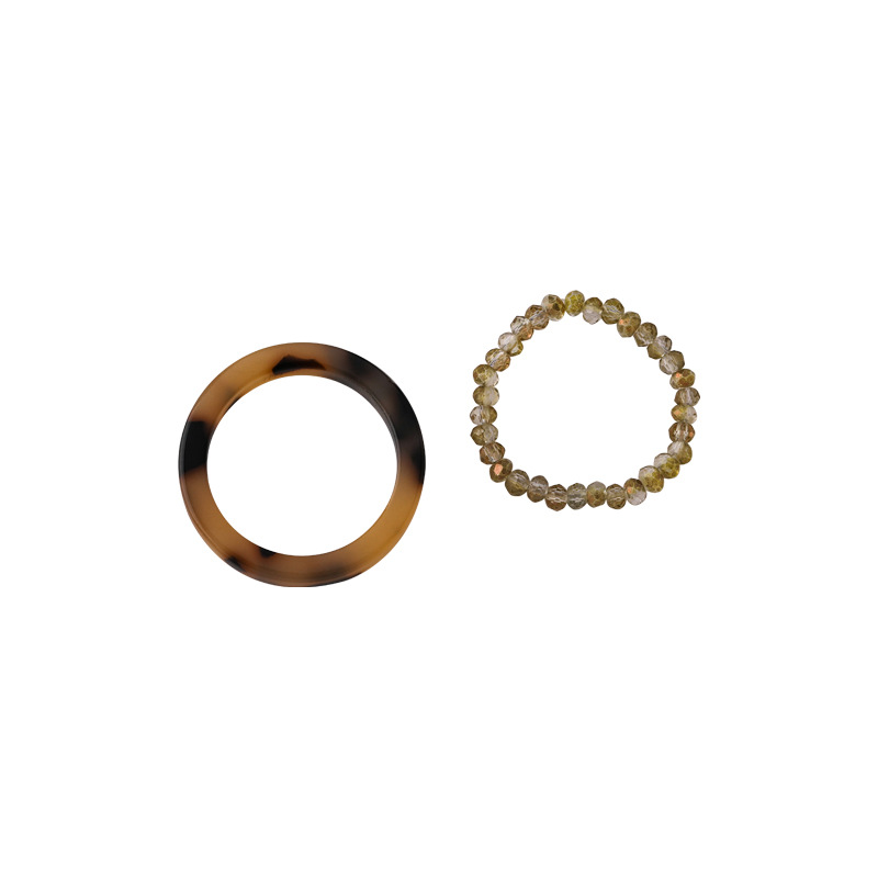 Bộ 2 chiếc nhẫn đeo ngón trỏ bằng acrylic và nhựa resin phối hạt pha lê nhân tạo nhiều kiểu tùy chọn cho nữ