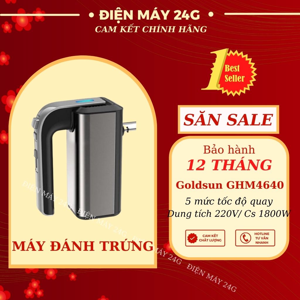 Máy đánh trứng Goldsun GHM4640 máy cầm tay mini máy đánh kem trộn bột đánh kem 5 mức công suất dễ dàng lựa chọn phù hợp