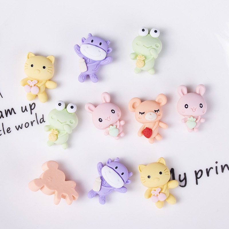 Charm Slime Hình Hoạt Hình Ếch Thỏ Mèo Trâu trang trí ốp điện thoại