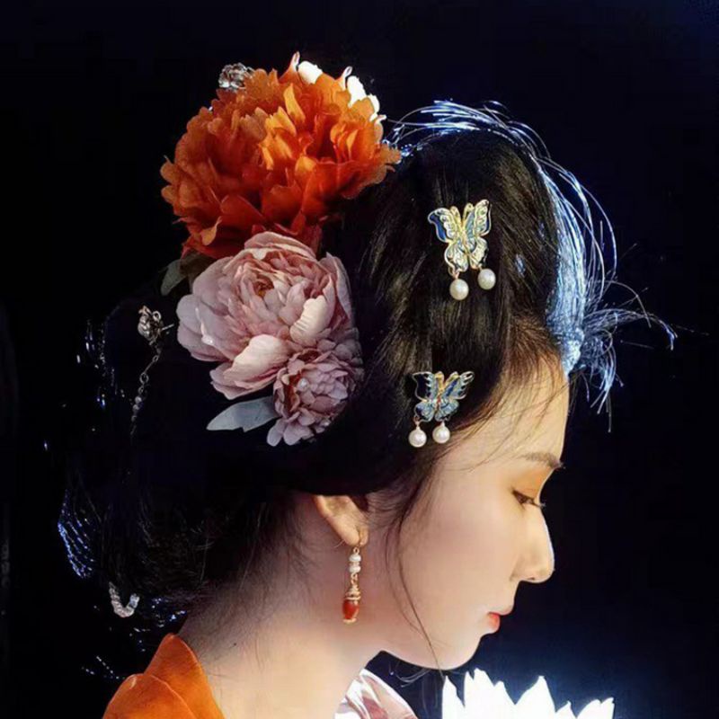 BỘ 3 BÔNG CÀI TÓC CỔ TRANG HOA MẪU ĐƠN