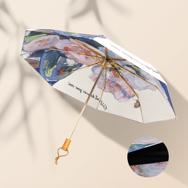 Dù Hai Mặt 50% Siêu Nhẹ Chống Tia Uv Chống Tia Cực Tím In Họa Tiết Tranh Sơn Dầu