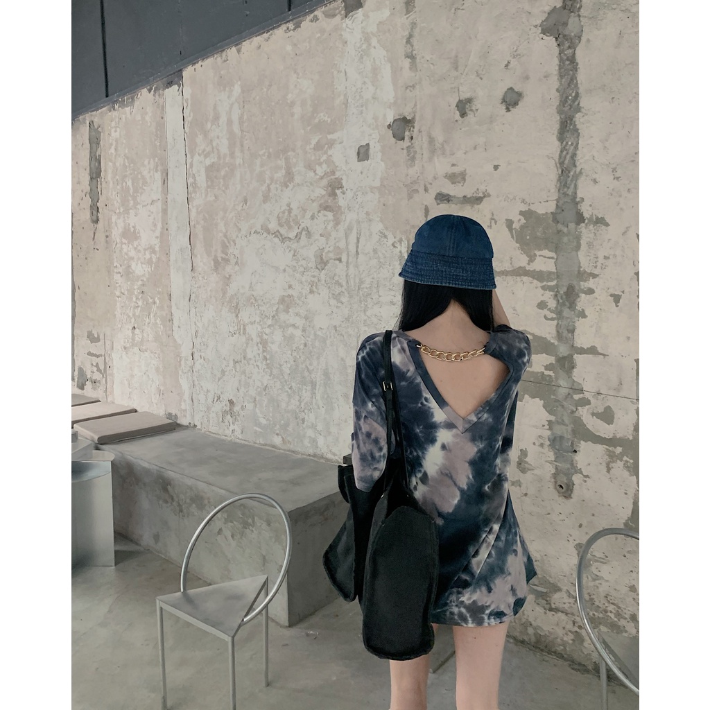 Áo Thun Tay Ngắn Oversize Phối Dây Xích Phong Cách Đường Phố Hip Hop Thời Trang Hàn Quốc