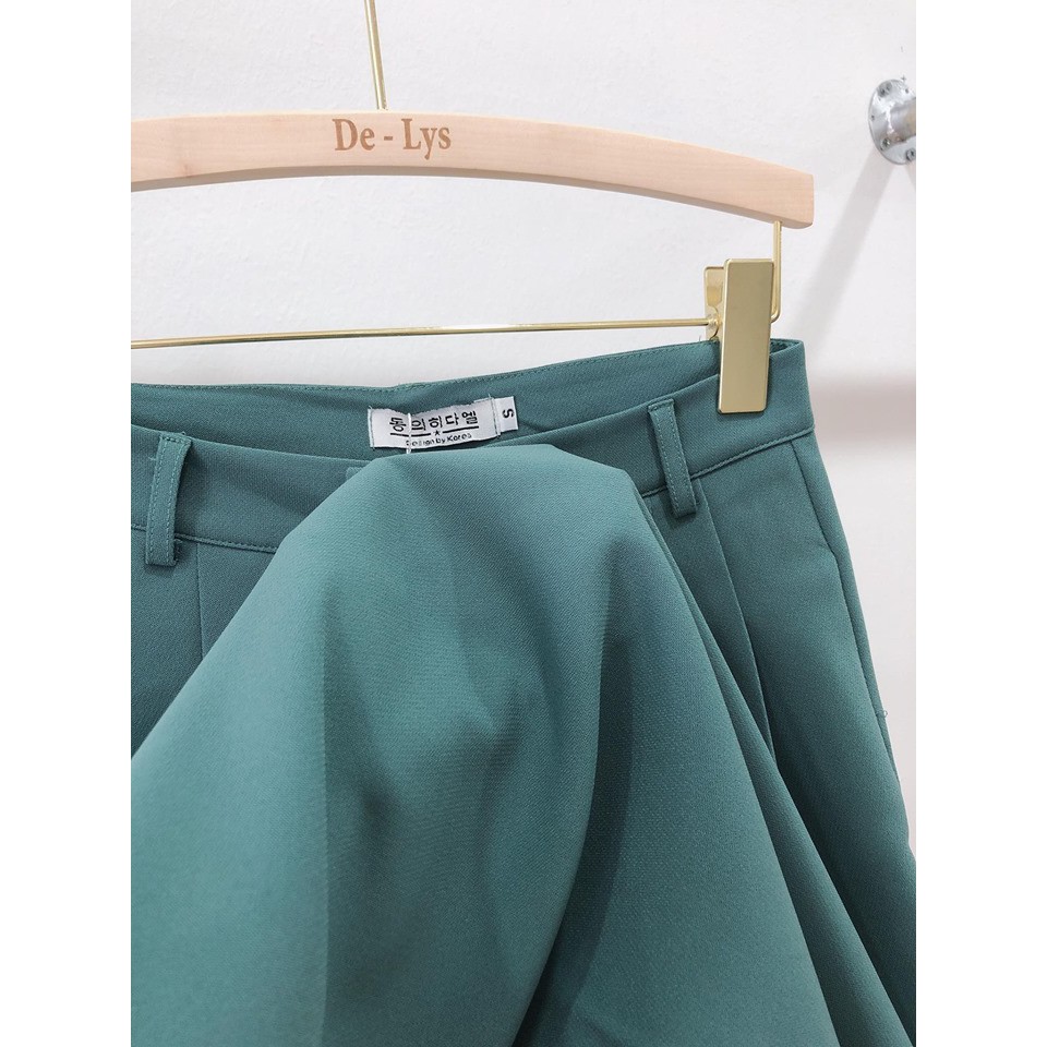 Quần ống rộng nữ lưng cao Delys quần suông nữ cạp cao màu xanh pastel | BigBuy360 - bigbuy360.vn