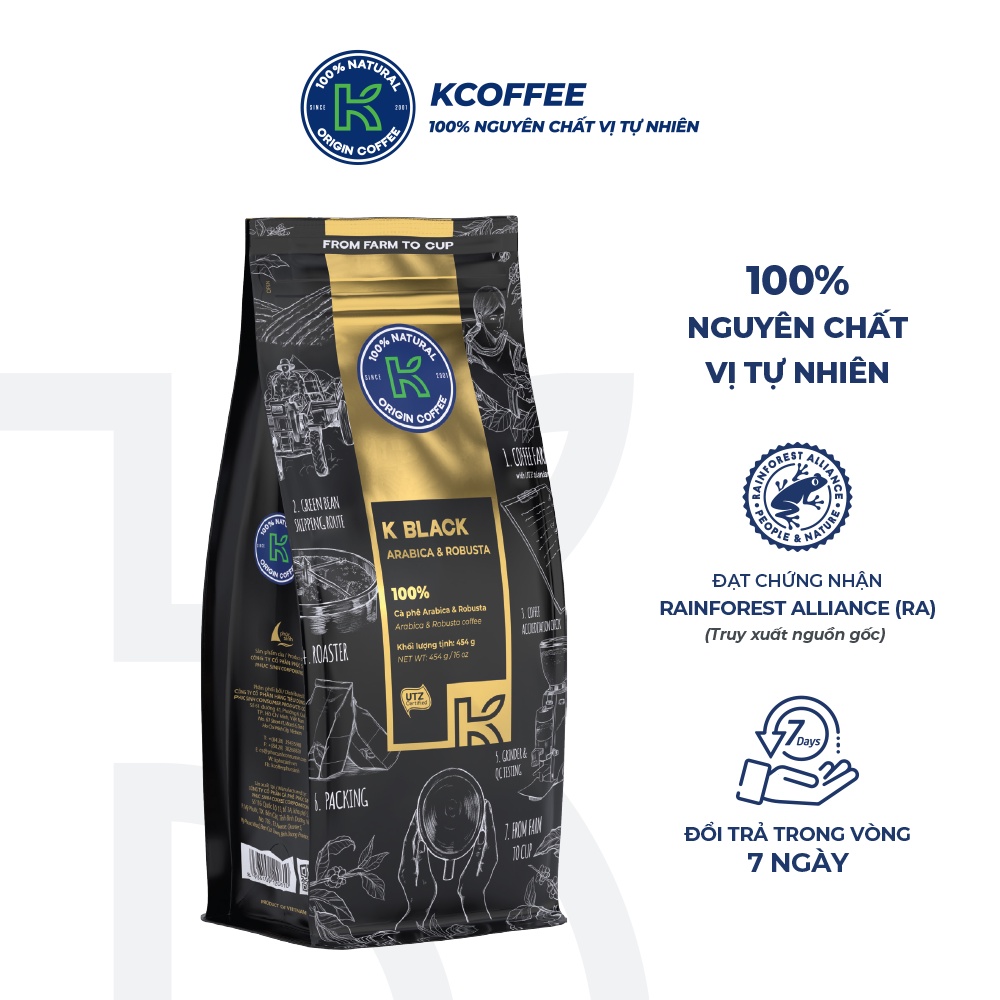 Cà phê nguyên chất xuất khẩu K Black 454g thương hiệu KCOFFEE