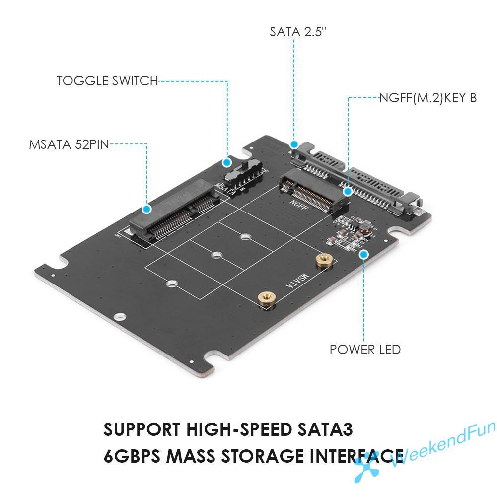 Card Chuyển Đổi Msata Sang Sata Ngff M.2 Sang Sata3 2 Trong 1