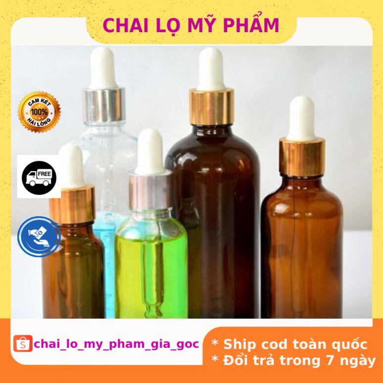 Lọ Chiết Serum ❤ GIÁ TỐT NHẤT ❤ [50ml/100ml] Lọ đựng tinh dầu bóp giọt Khoen Vàng / chai lọ chiết mỹ phẩm .