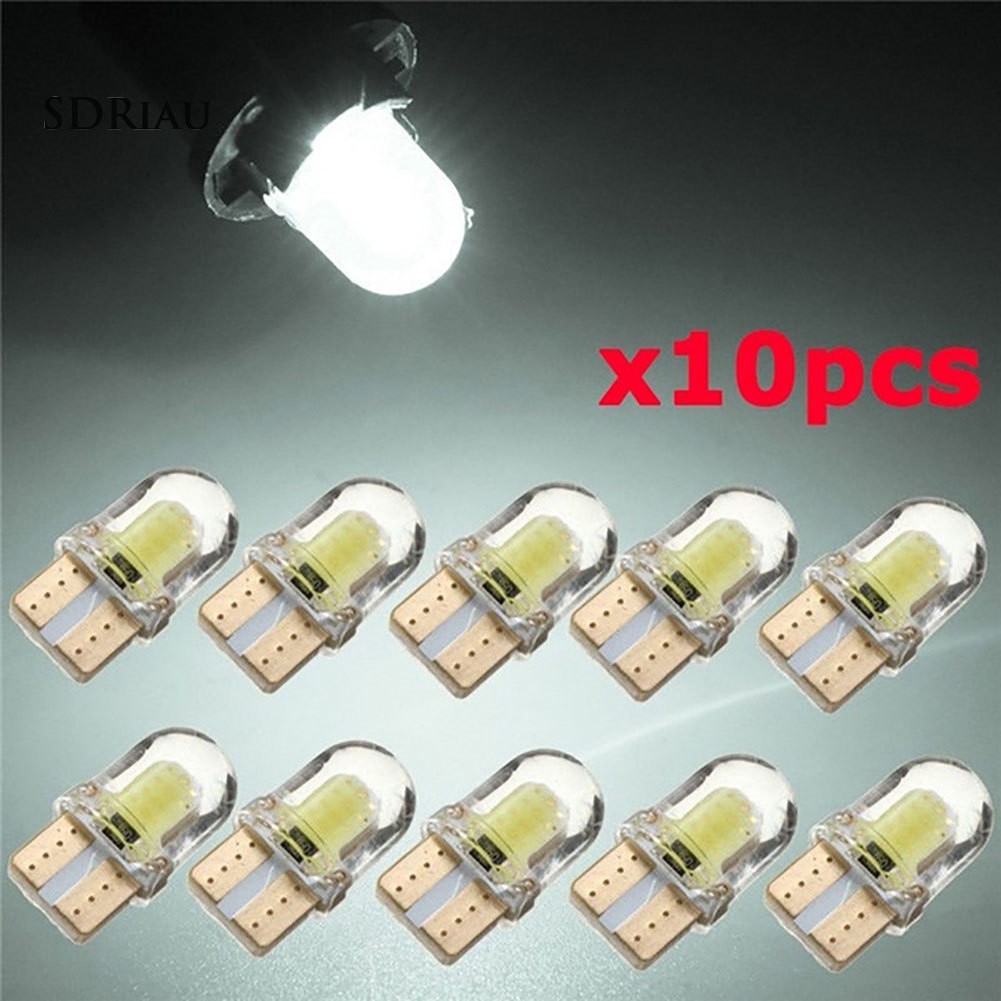 Bộ 10 đèn LED T10 W5W COB ánh sáng trắng chất liệu silicon thiết kế chuyên dùng gắn biển số cho ô tô